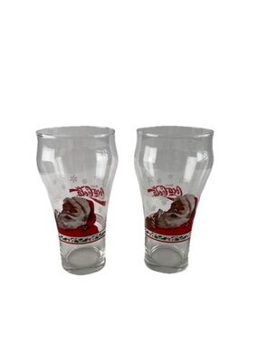 Vintage 16 oz Coca-Cola Christmas Drinking Glasses Set of 2